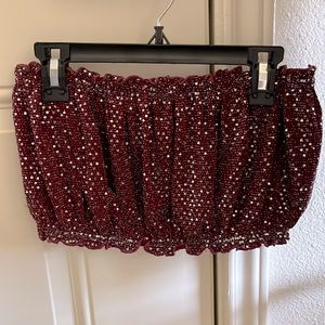 Small burgundy sequin bandeau top